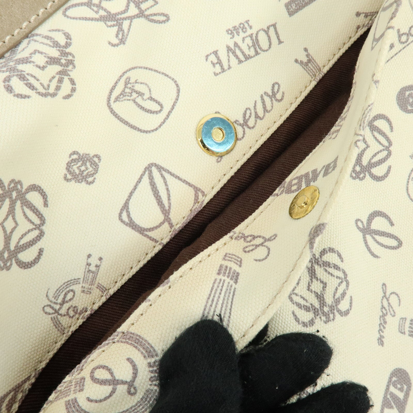 LOEWE Anagram Canvas Suede Leather Shoulder Bag 160th Beige Blue