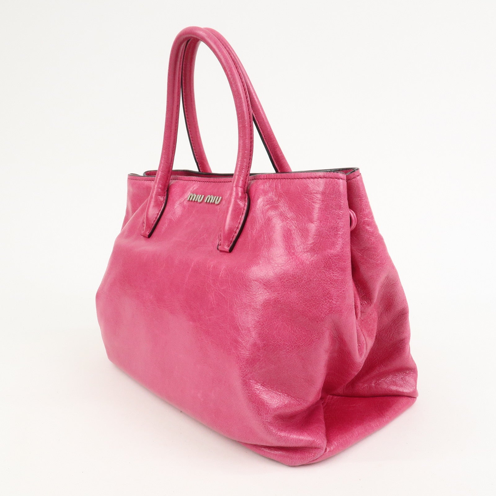 MIU MIU Logo 2Way Bag Hand Bag Shoulder Bag Pink