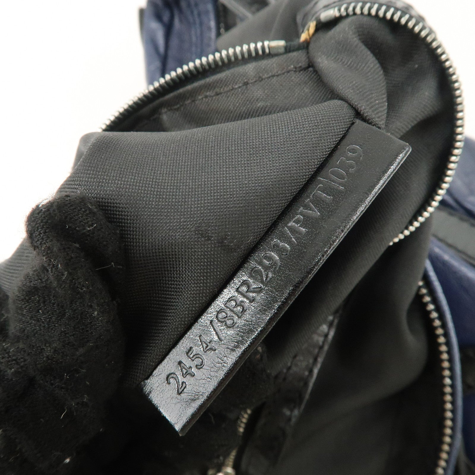 FENDI Leather Shoulder Bag Navy Black Silver HDW 8BR293 Used