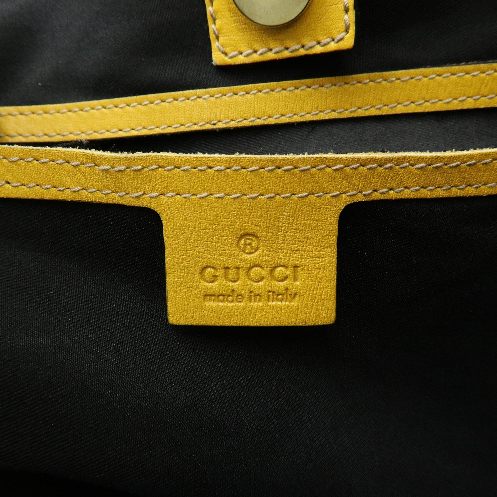 GUCCI GG Supreme Leather Tote Bag Hand Bag White Yellow 197954
