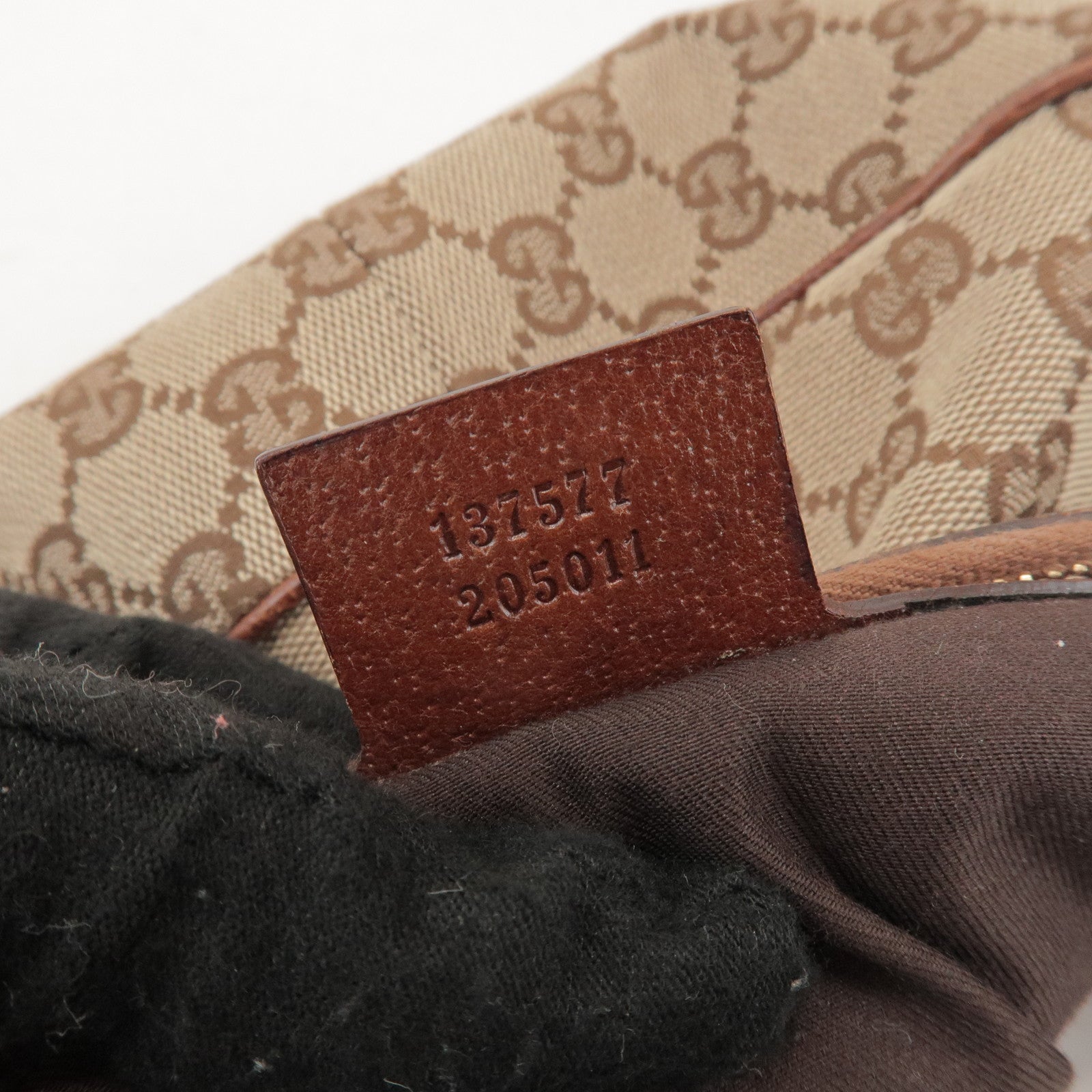 GUCCI Bamboo GG Canvas Leather Shoulder Bag Beige Brown 137577
