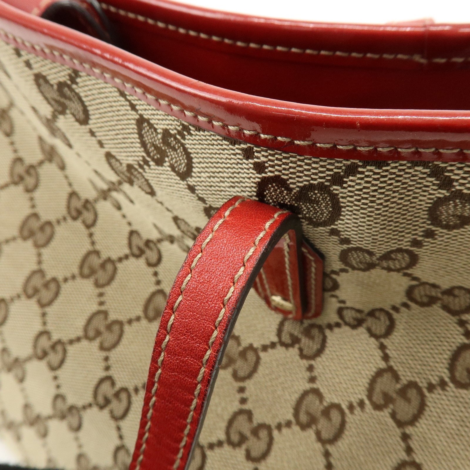 GUCCI Gucciori GG Canvas Leather PVC Shoulder Bag Beige Red 212376
