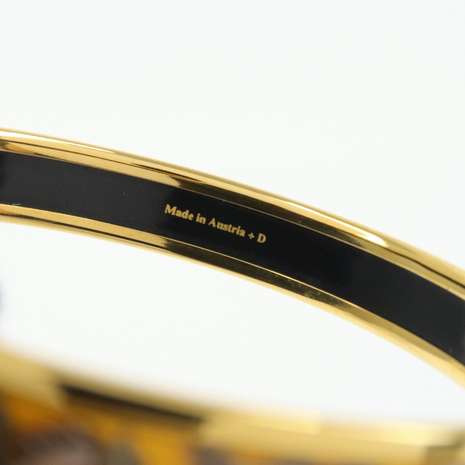 HERMES Email PM Plated Bracelet Bangle Gold Yellow