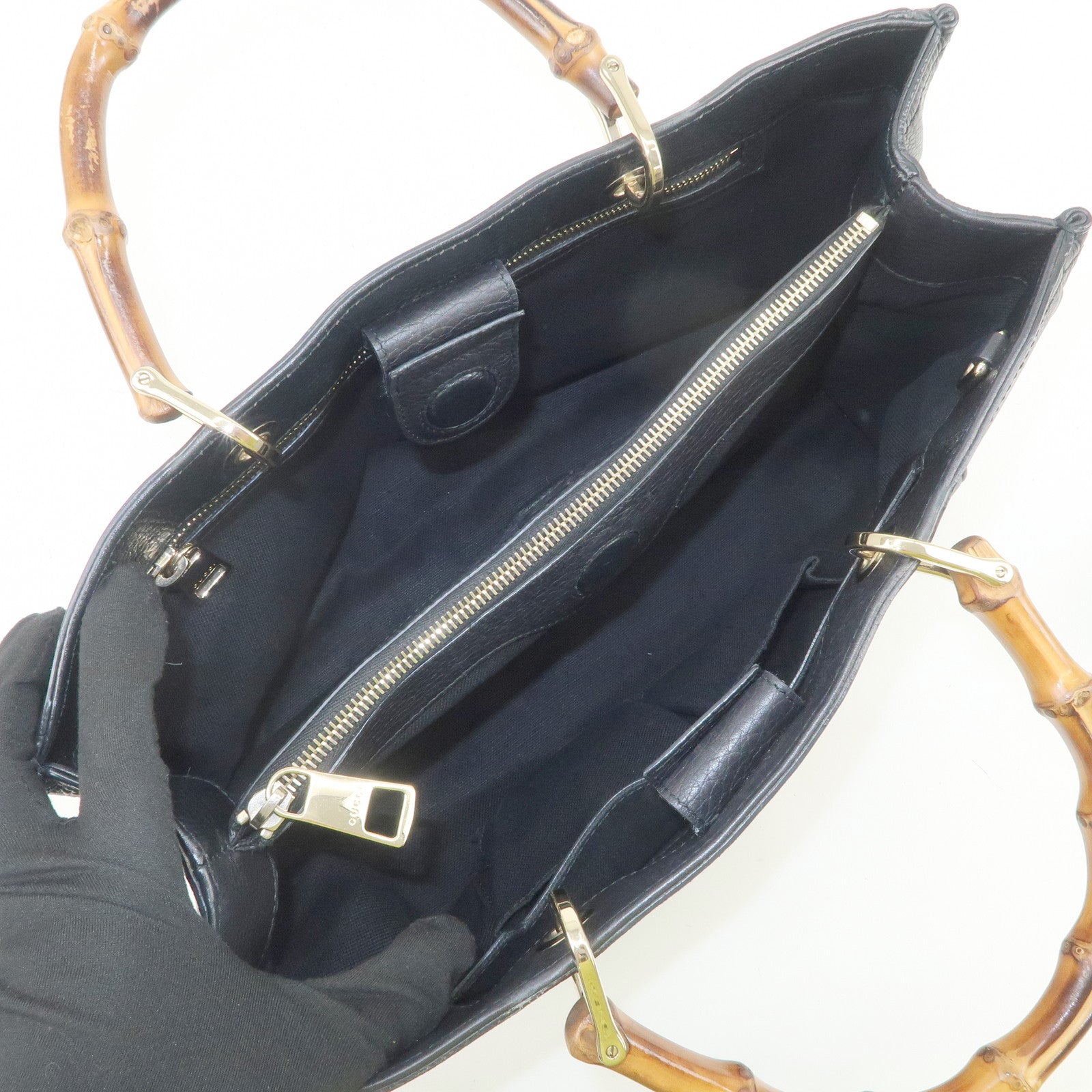 GUCCI Bamboo Shopper Medium 2Way Bag Shoulder Bag Black 323660