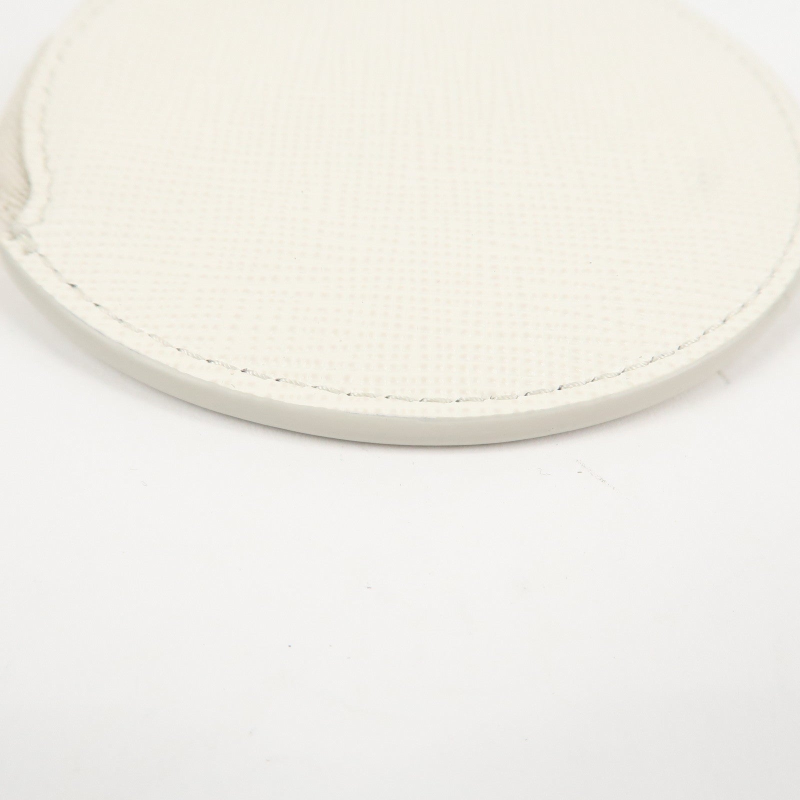 PRADA Triangle Logo Saffiano Leather Coin Case White 1MM006 Used