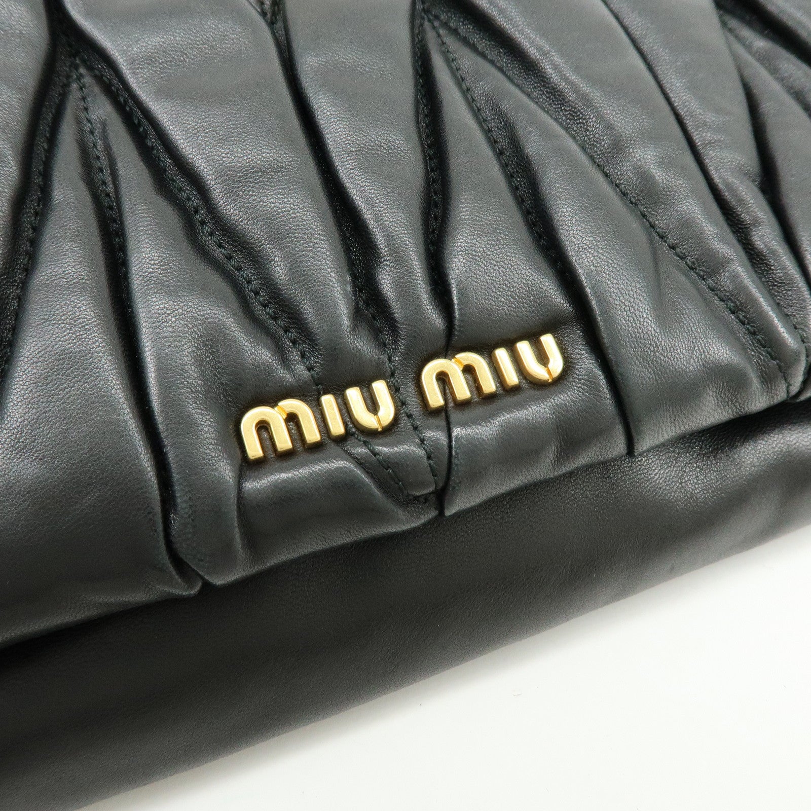 MIU MIU Matelasse Nappa Leather Shoulder Bag Clutch Bag Black