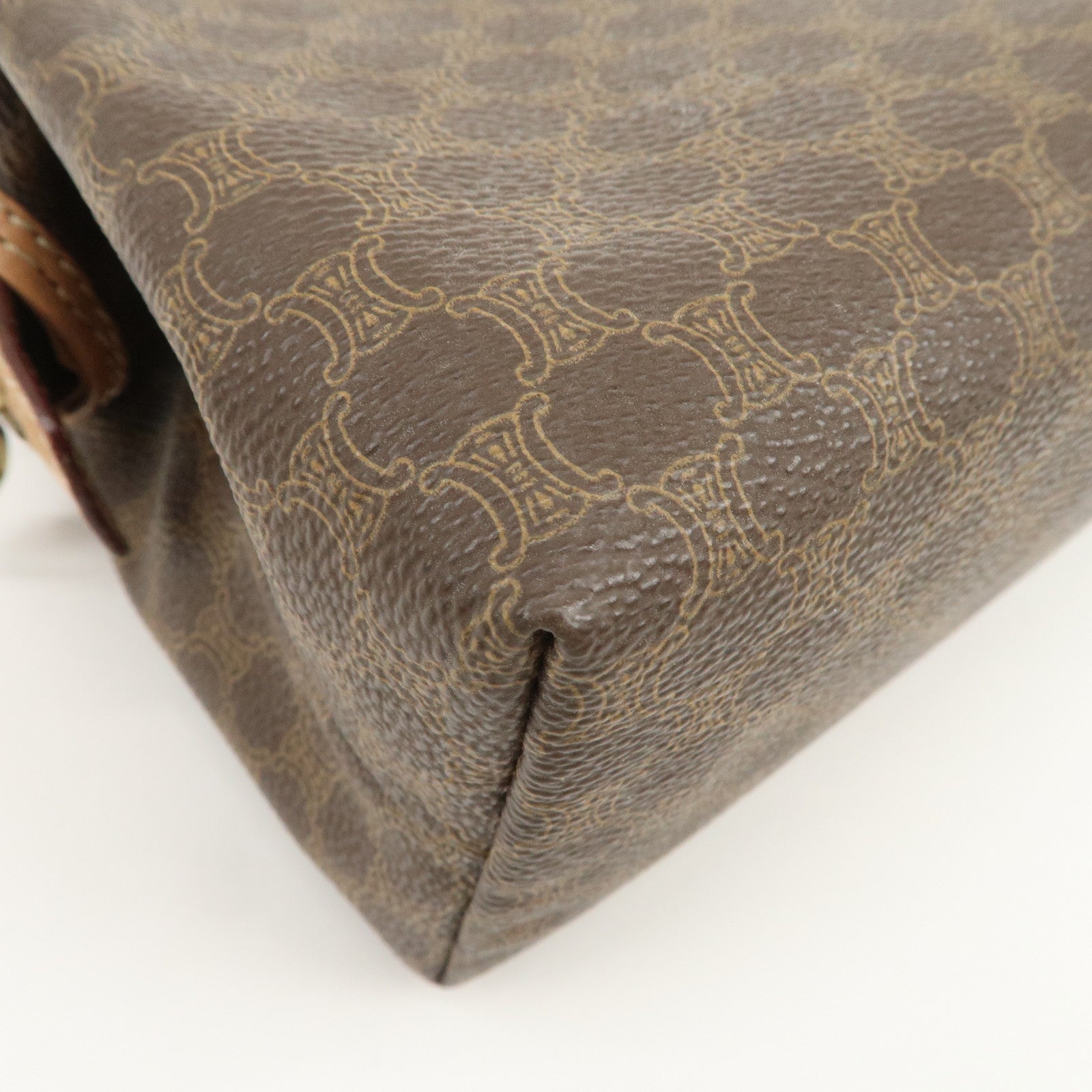 CELINE Macadam PVC Leather Pouch Cosmetic Pouch Brown