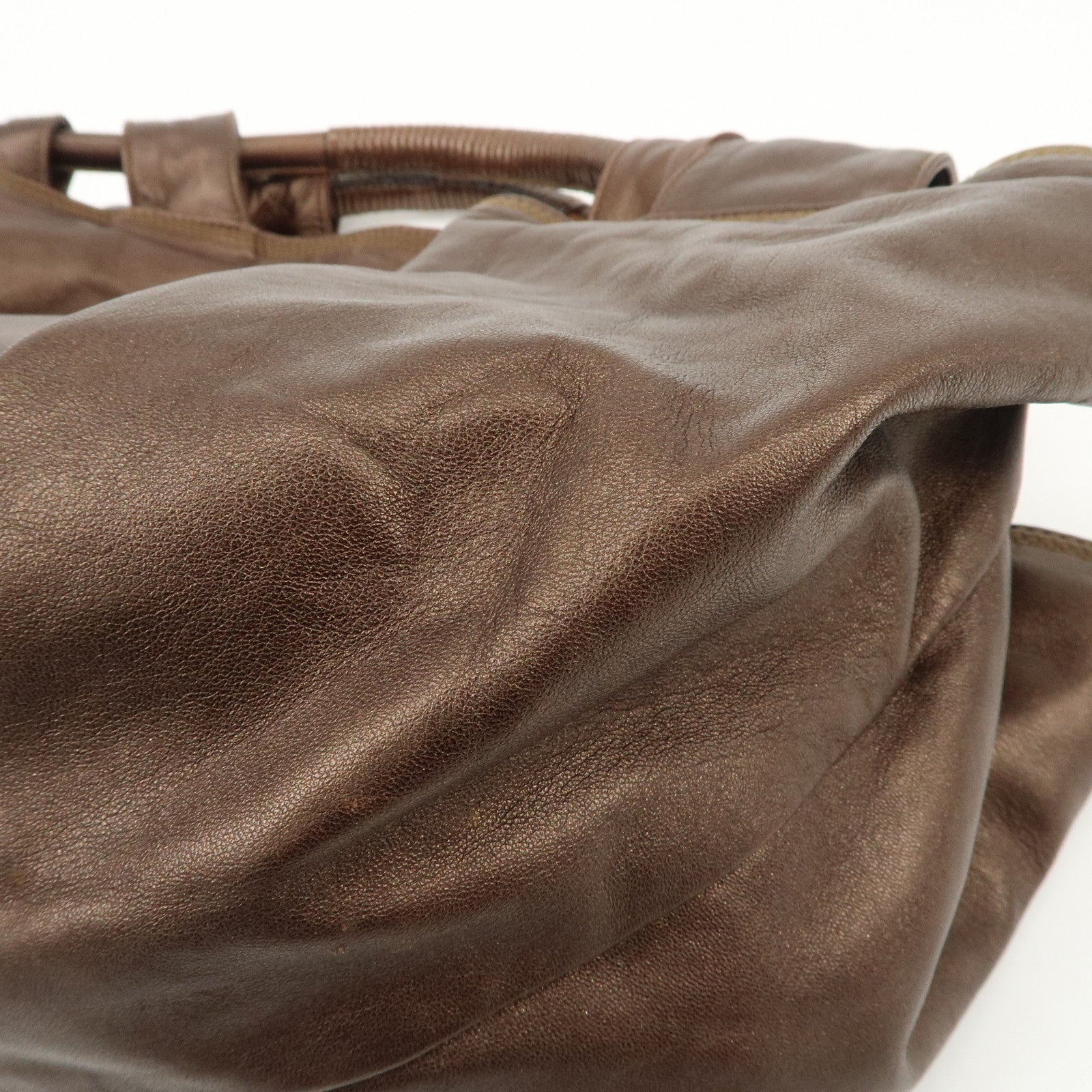 LOEWE Anagram Leather Nappa Aire Hand Bag Tote Bag Brown Used