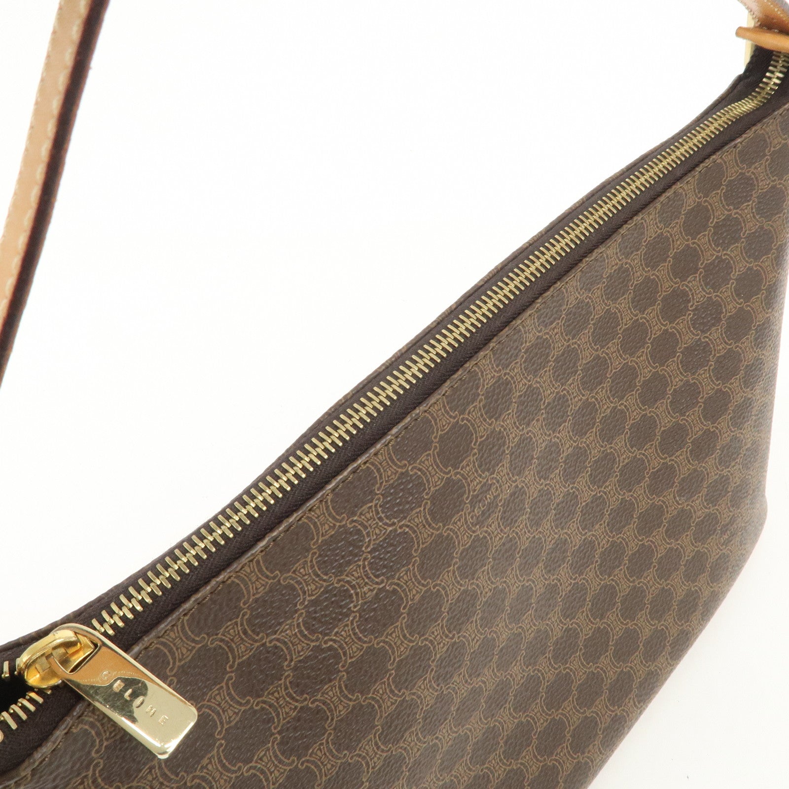 CELINE Macadam PVC Leather Shoulder Bag Brown