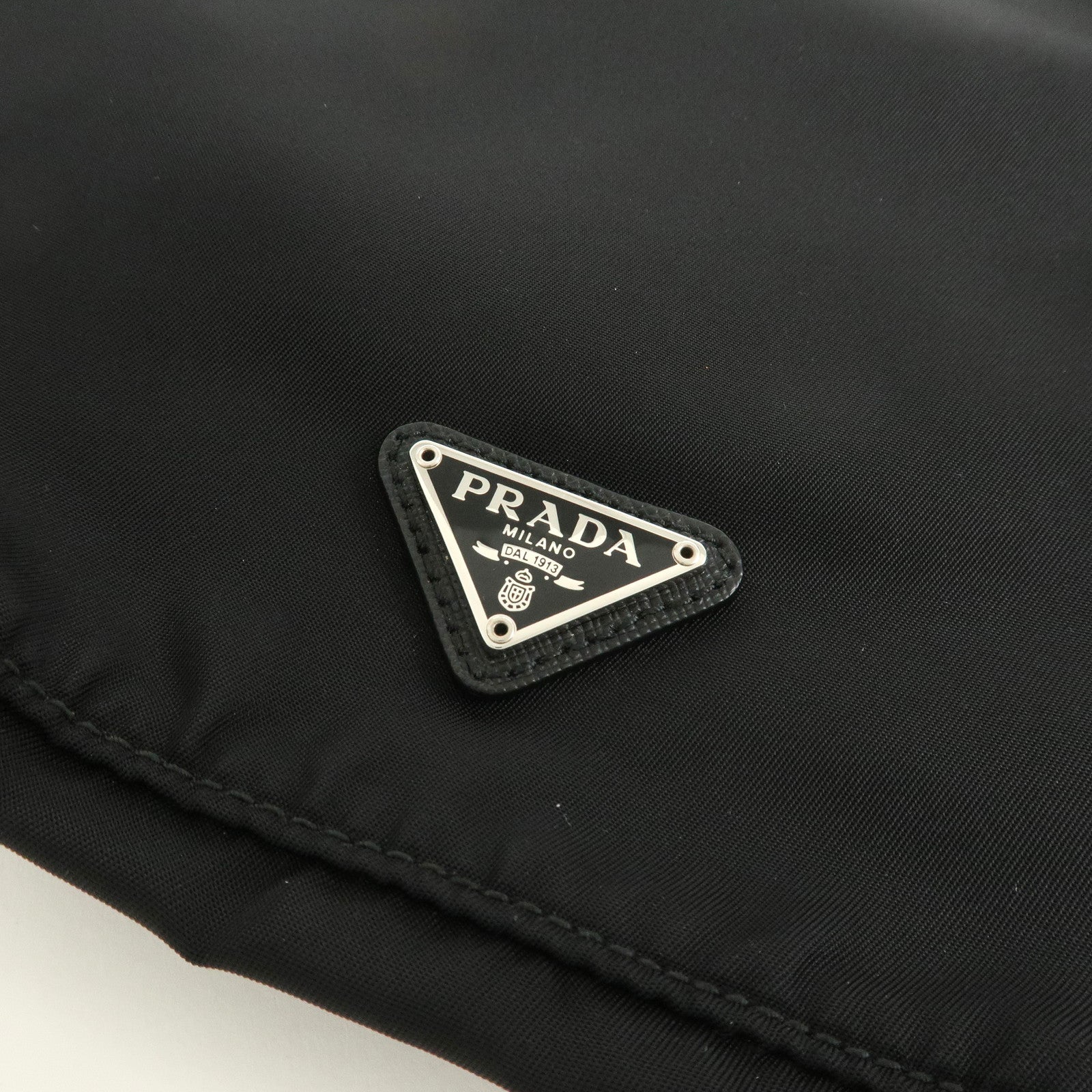 PRADA Nylon Saffiano Leather Cosmetic Makeup Pouch Black 1NA369