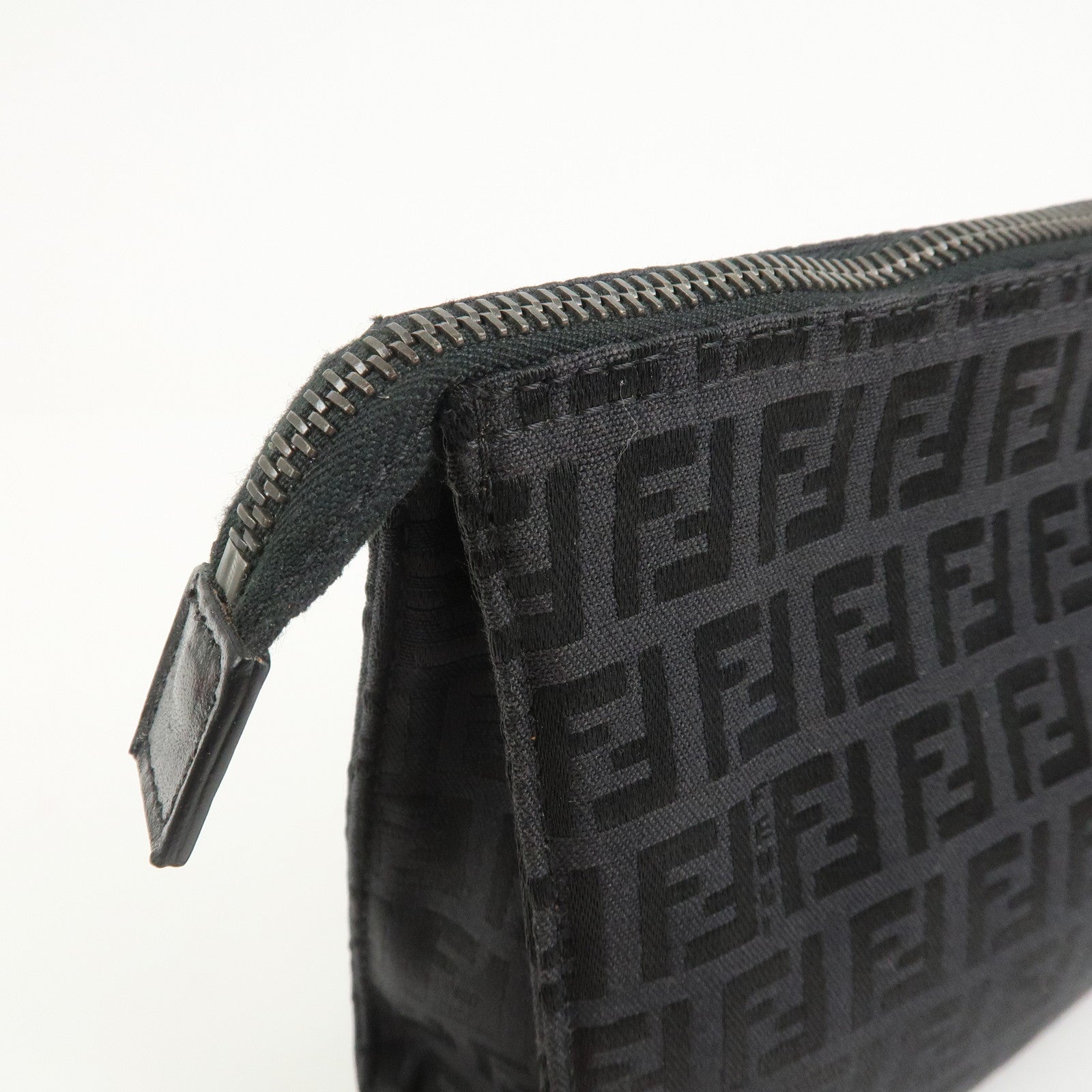 FENDI Zucchino Logo Canvas Cosmetic Pouch Black 7N0007