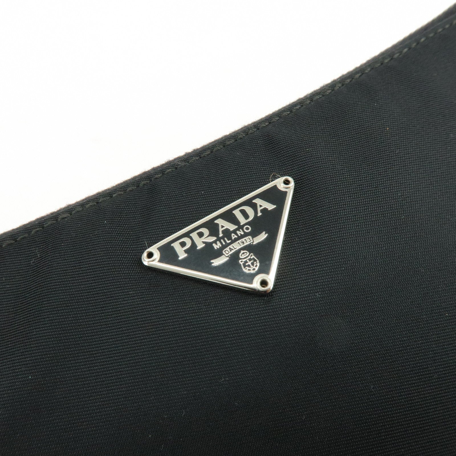 PRADA Triangle Logo Leather Shoulder Bag Hand Bag Black