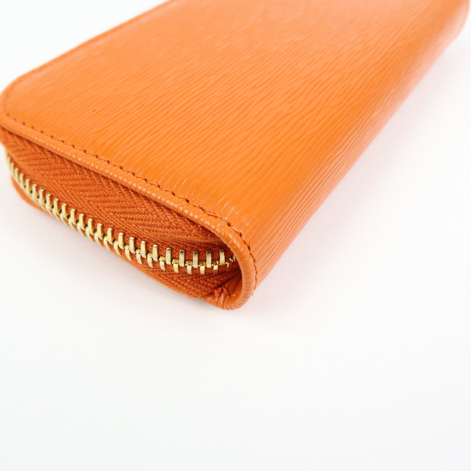 PRADA Saffiano Leather Round Zippy 6 Rings Key Case Orange 1PG604