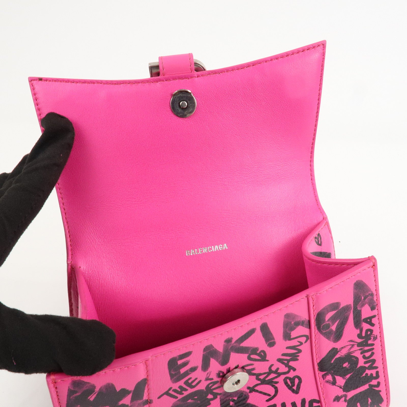 BALENCIAGA Hourglass XS 2Way Hand Shoulder Bag Hot Pink 592833