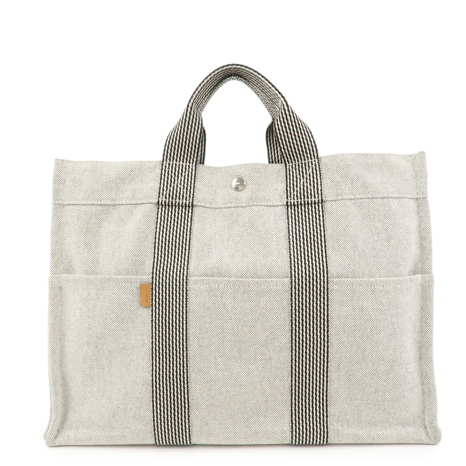HERMES New Fourre Tout MM Canvas Tote Bag Hand Bag Gray