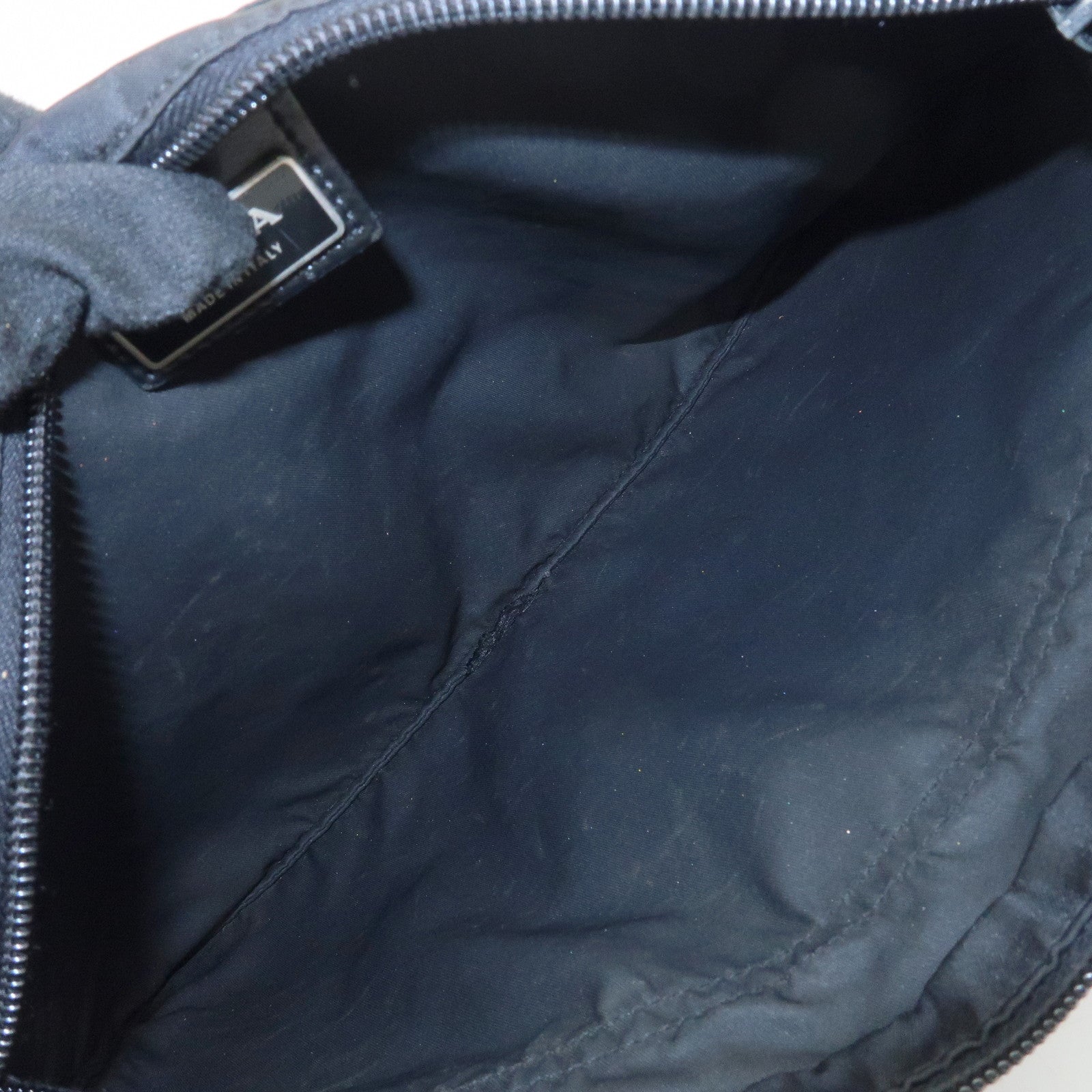 PRADA Triangle Logo Nylon Leather Shoulder Bag Crossbody Bag Black