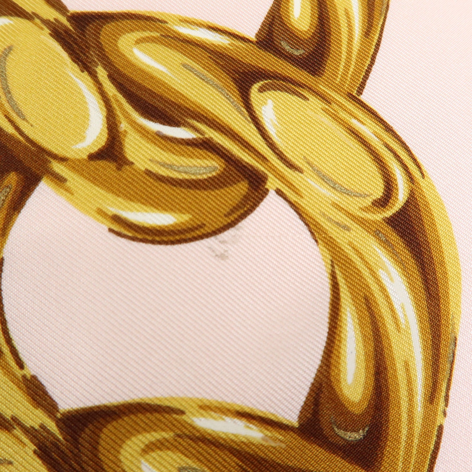 CHANEL COCO Mark Silk 100% Scarf Chain Pearl Motif Pink