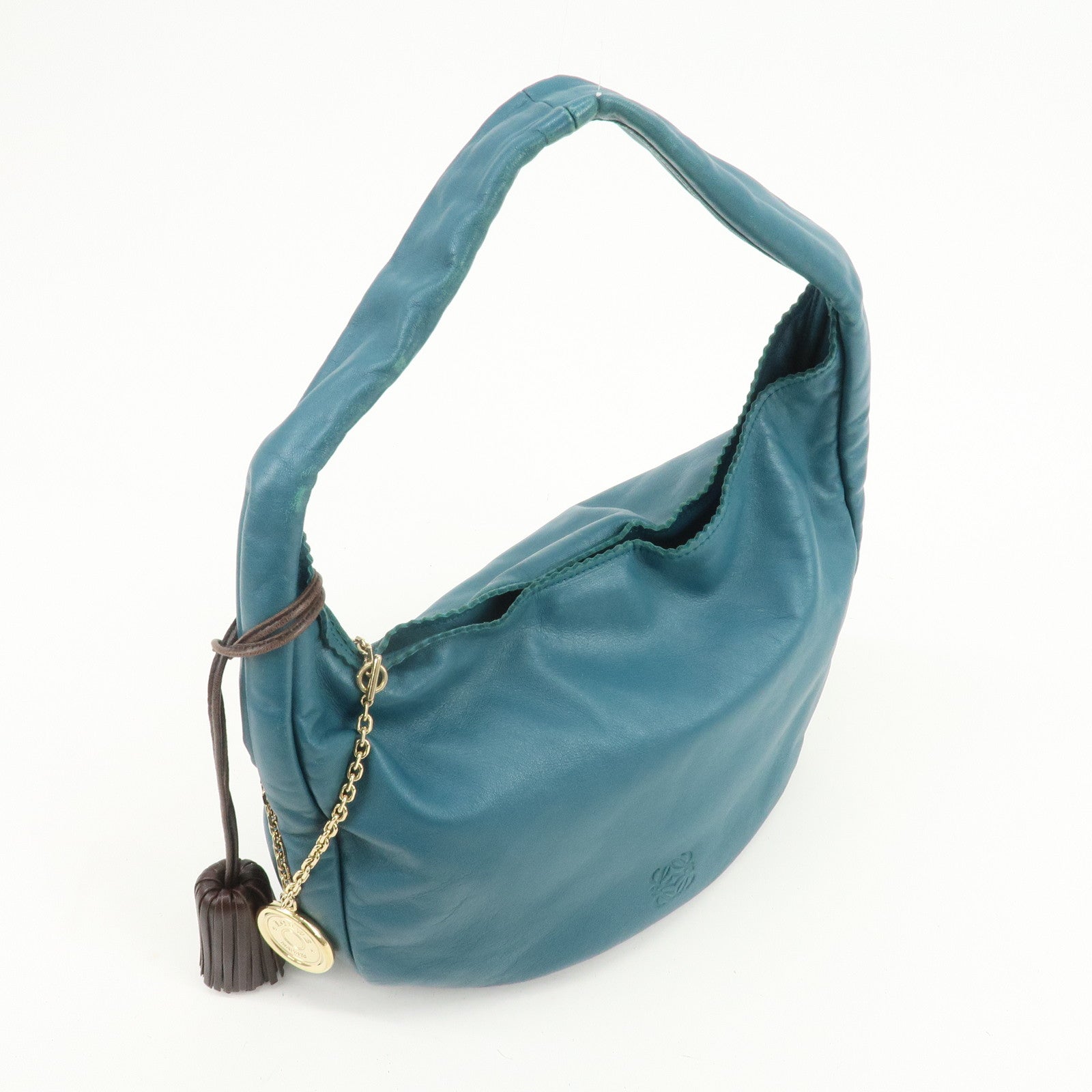 LOEWE Viento 30 Leather Shoulder Bag Hand Bag Blue