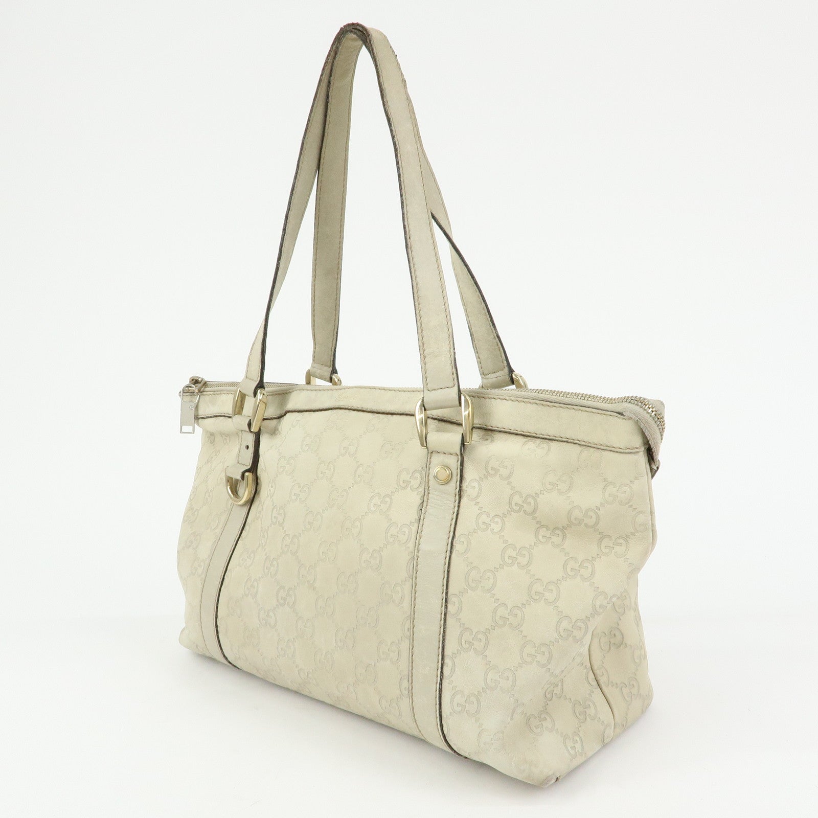 GUCCI Abbey GG Canvas Tote Bag Shoulder Bag White 141470