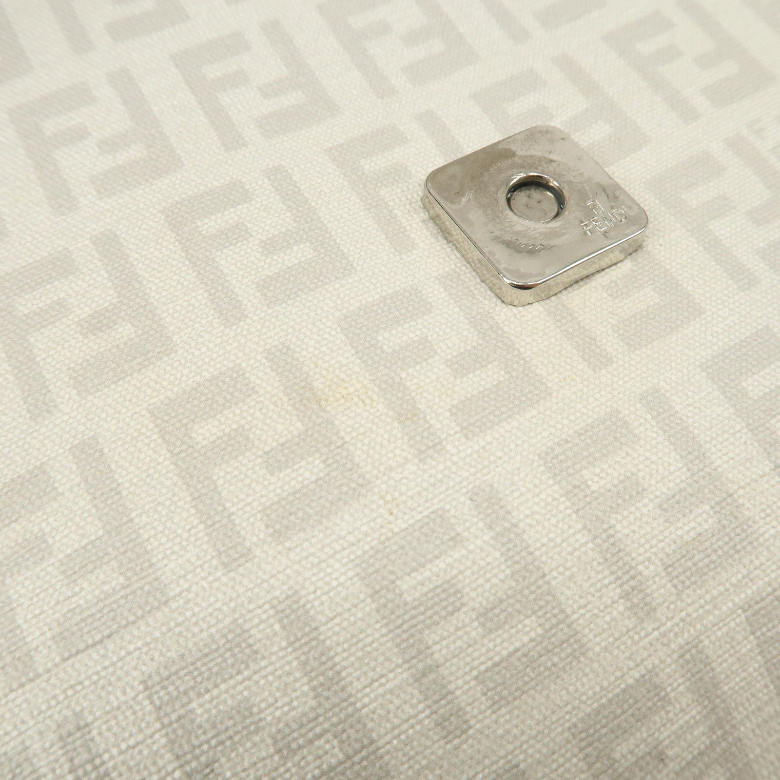 FENDI Zucchino PVC Leather Shoulder Bag Crossbody Bag White 8BT075