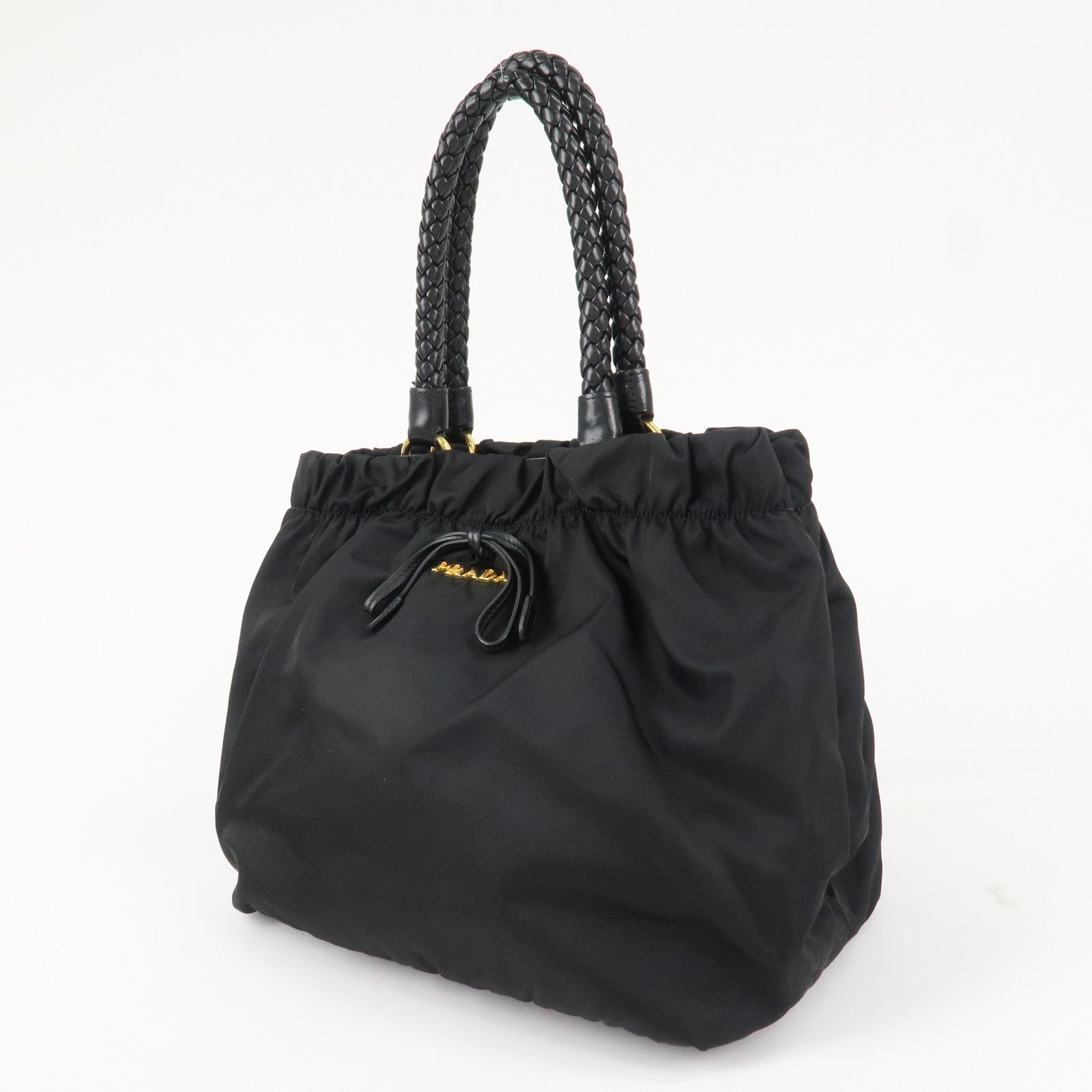 PRADA Logo Nylon Leather 2Way Bag Shoulder Bag Hand Bag Black BN1970 Used