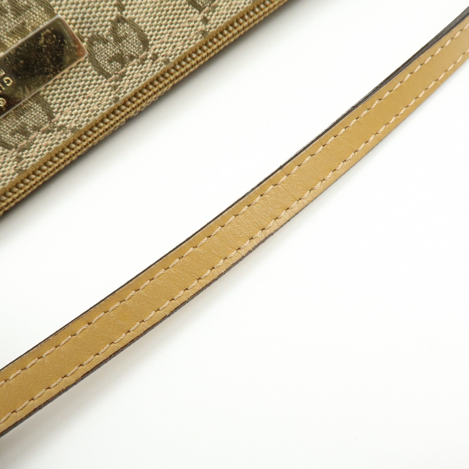 GUCCI Boat Bag GG Canvas Leather Hand Bag Beige Yellow 039・1103