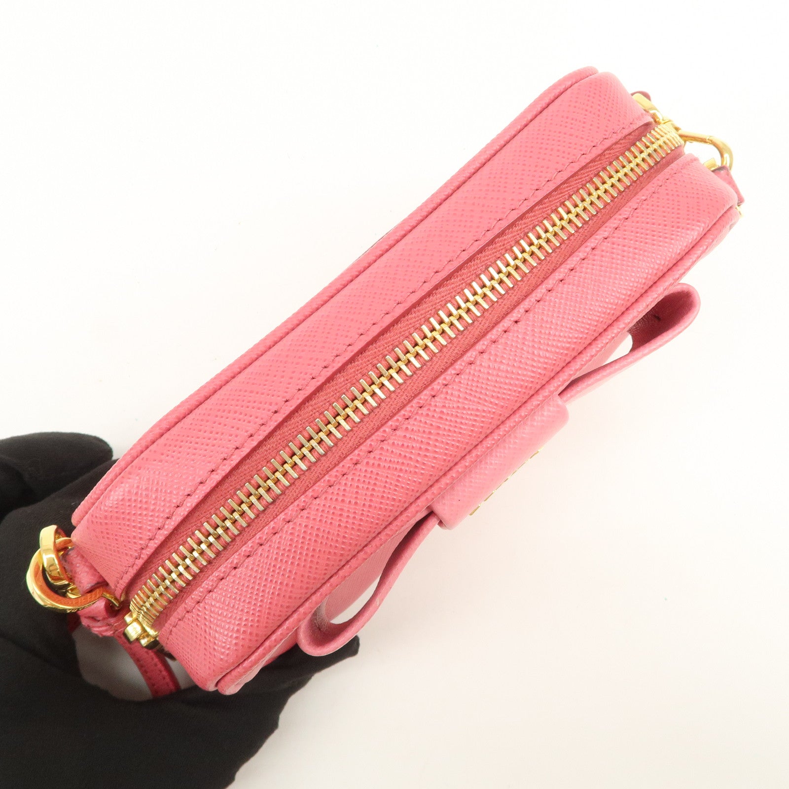 PRADA Saffiano Leather Ribbon Mini Shoulder Bag Camera Bag 1N1674