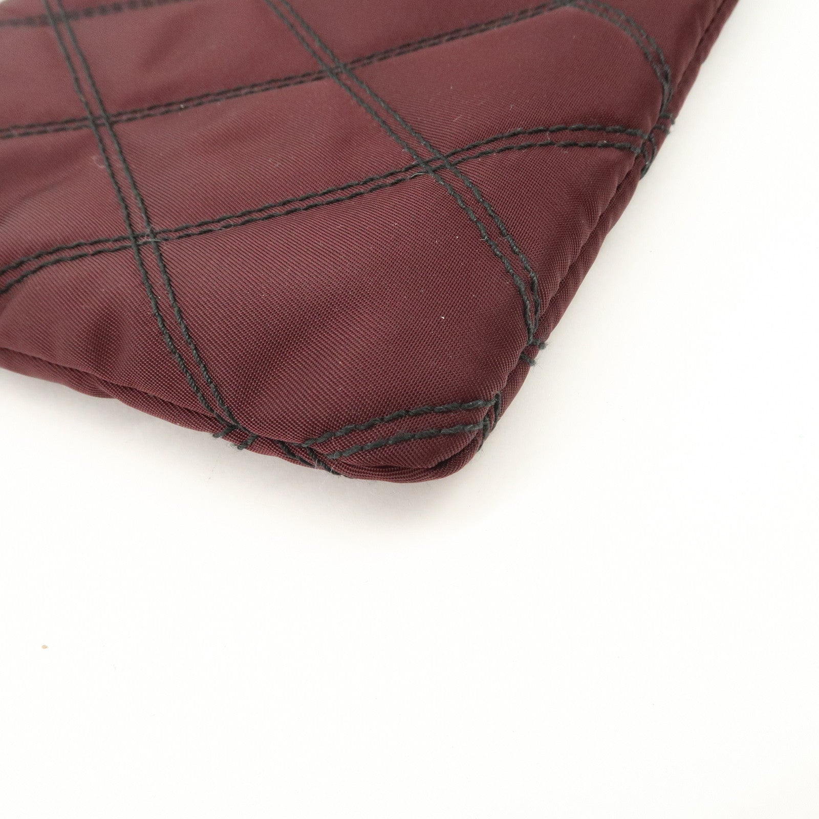 PRADA Logo TESSUTO IMPUNTU Nylon Leather Hand Bag Bordeaux 1NH545
