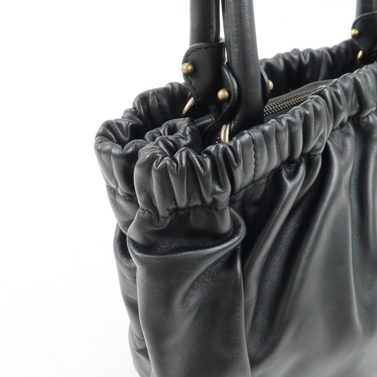 Ferragamo Vara Ribbon Leather 2Way Bag Hand Bag Shoulder Bag Black