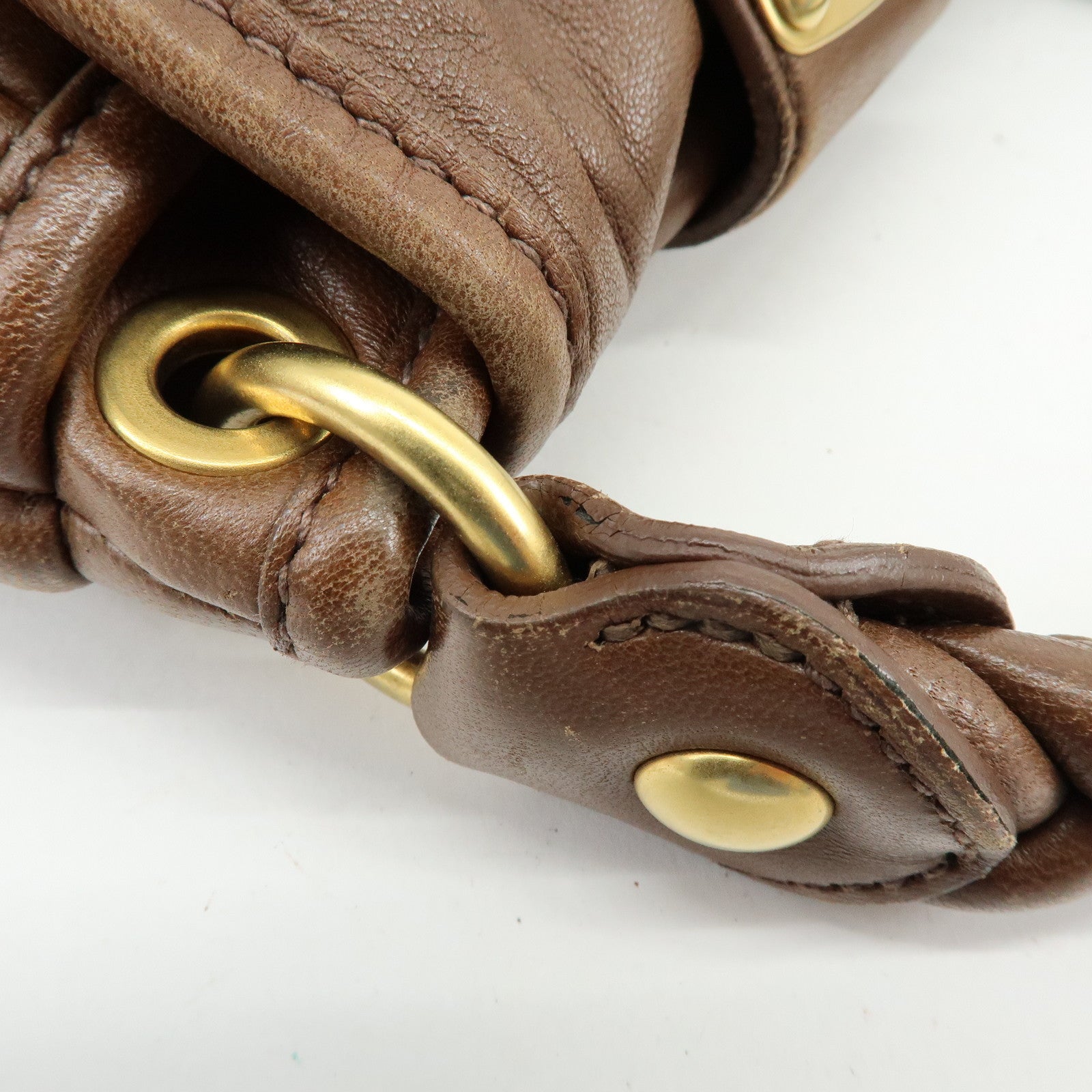 MIU MIU Matelasse Leather 2Way Bag Hand Shoulder Bag Brown 5BH188