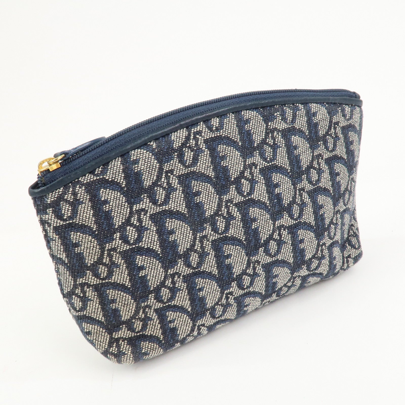 Christian Dior Trotter Canvas Leather Pouch Cosmetic Pouch Navy