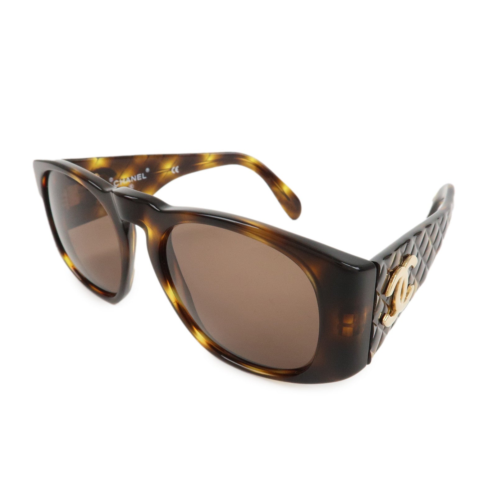 CHANEL COCO Mark Plastic Sunglasses Tortoiseshell Brown