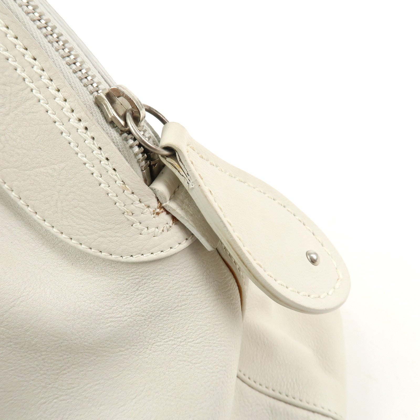 Christian Dior Leather Shoulder Bag Hand Bag White 10-RU-0037