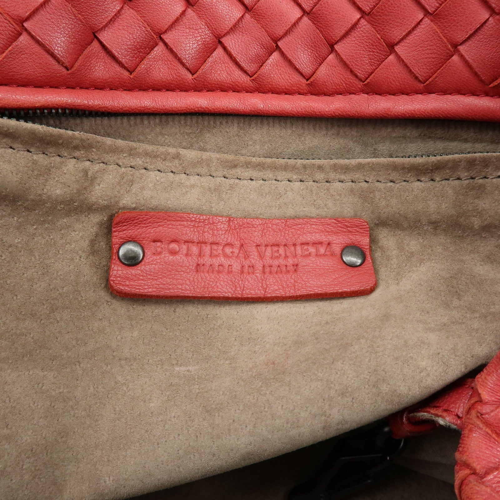 BOTTEGA VENETA Intrecciato Leather Tote Bag Shoulder Bag Red