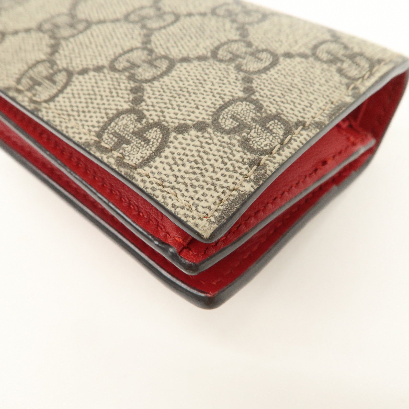 GUCCI Interlocking G Cherry GG Supreme Compact Wallet Beige 476050