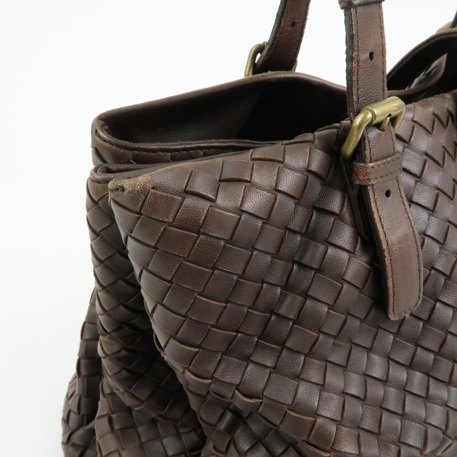 BOTTEGA VENETA Intrecciato Leather Tote Bag Hand Bag Brown