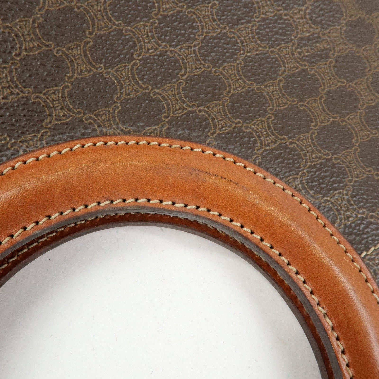 CELINE Macadam PVC Leather Hand Bag Tote Bag Brown