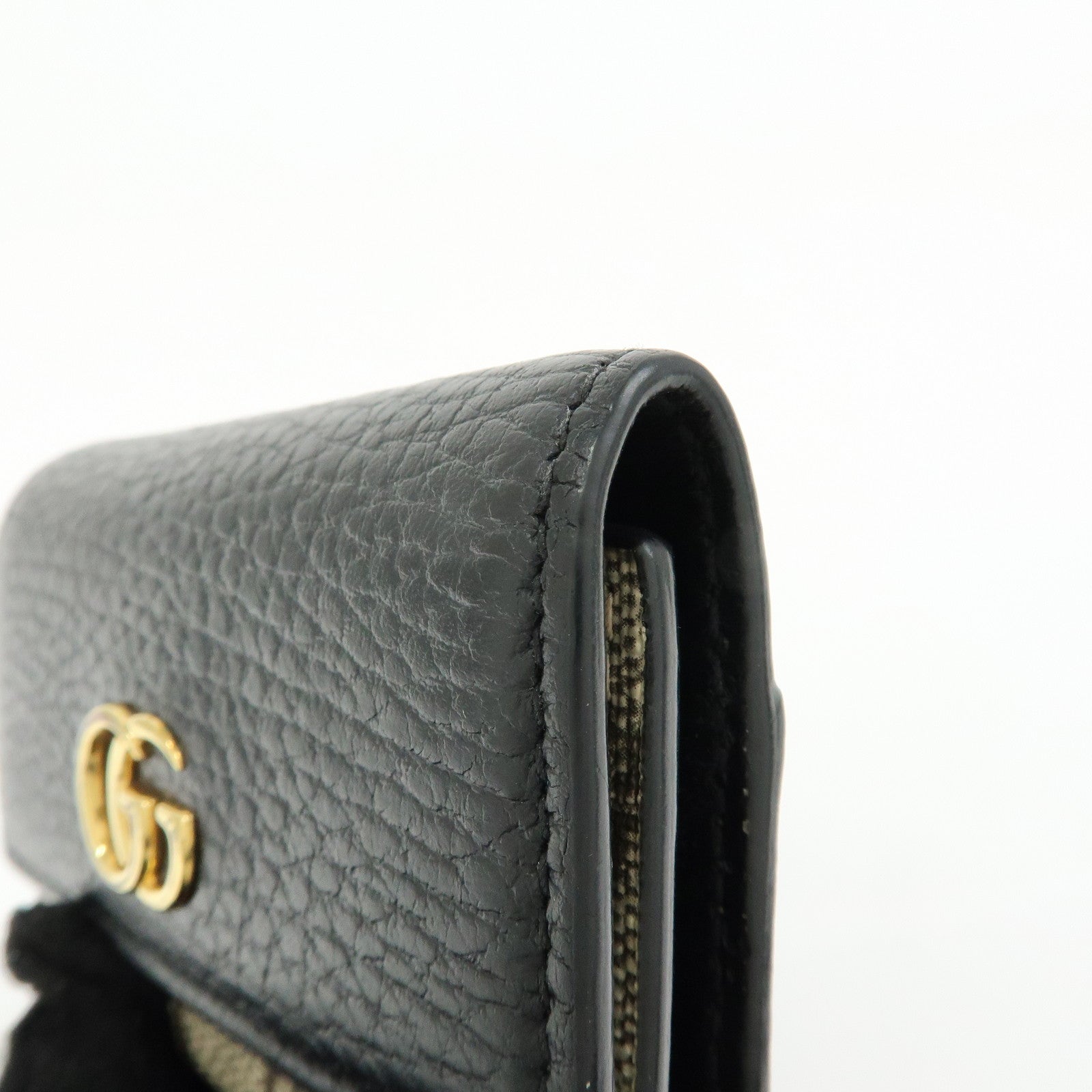 GUCCI GG Marmont GG Supreme Leather 6 Key Case Beige Black 456118