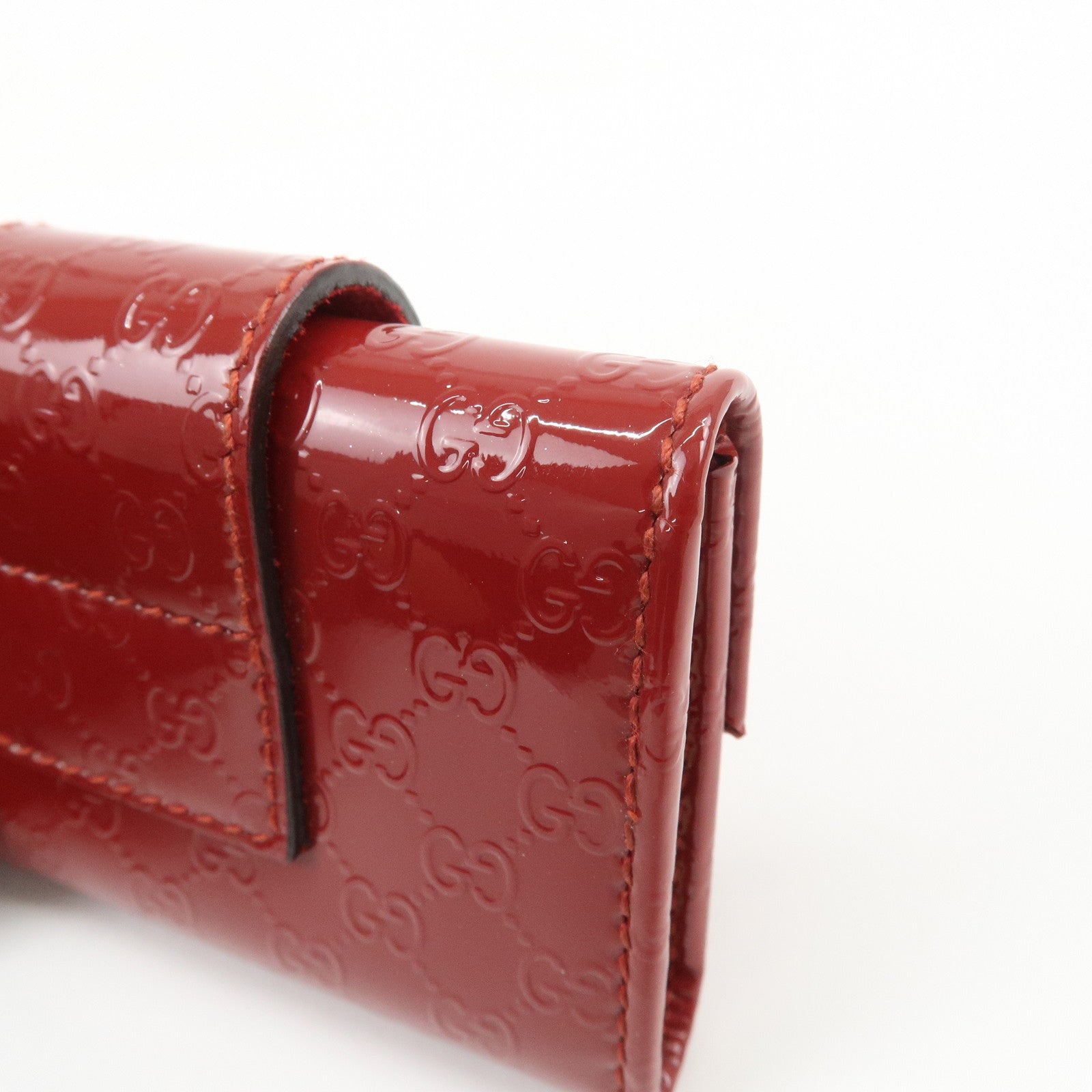 GUCCI Micro Guccissima Patent Leather 6 Ring Key Case Red 203551