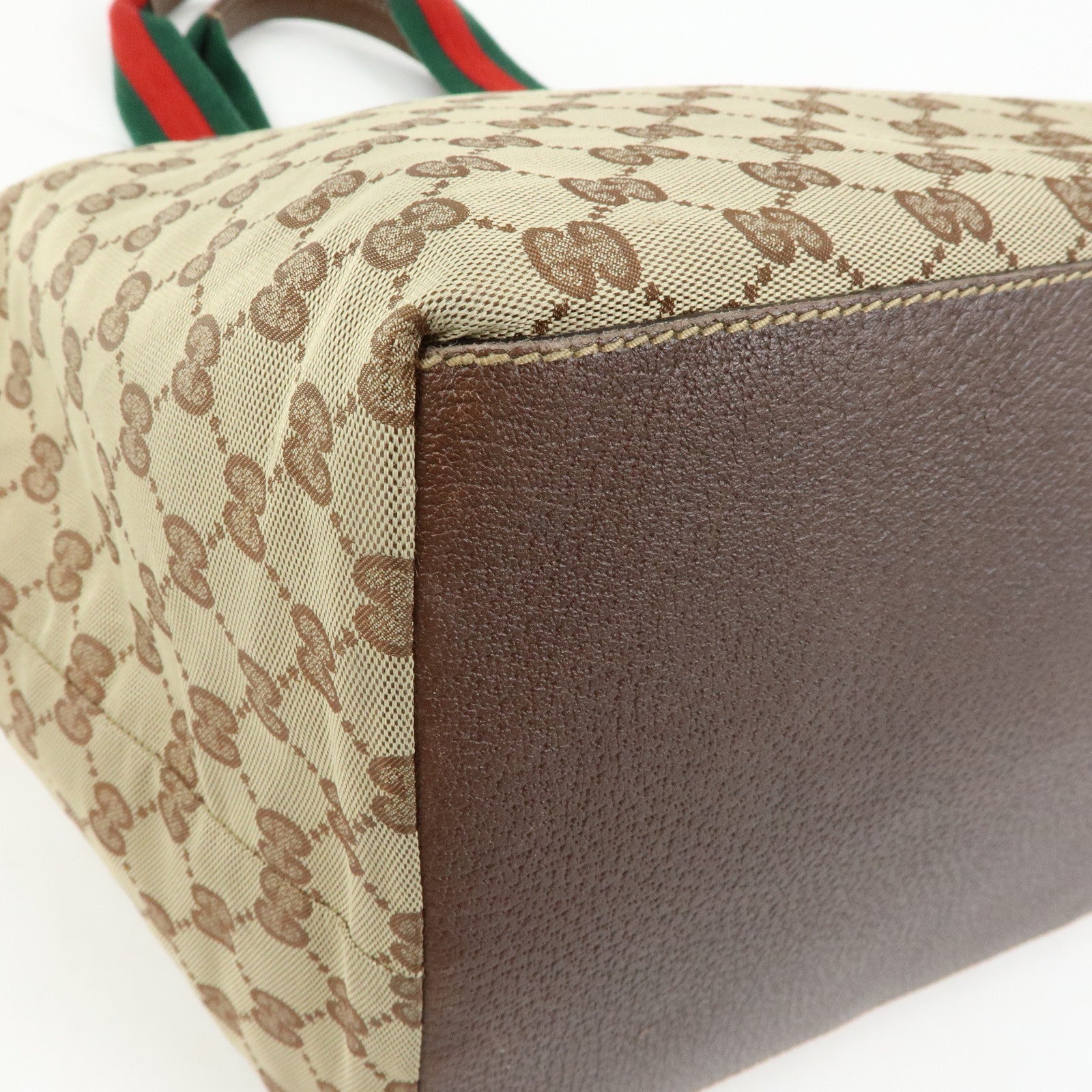 GUCCI Sherry GG Canvas Leather Tote Bag Hand Bag Beige Brown 131231