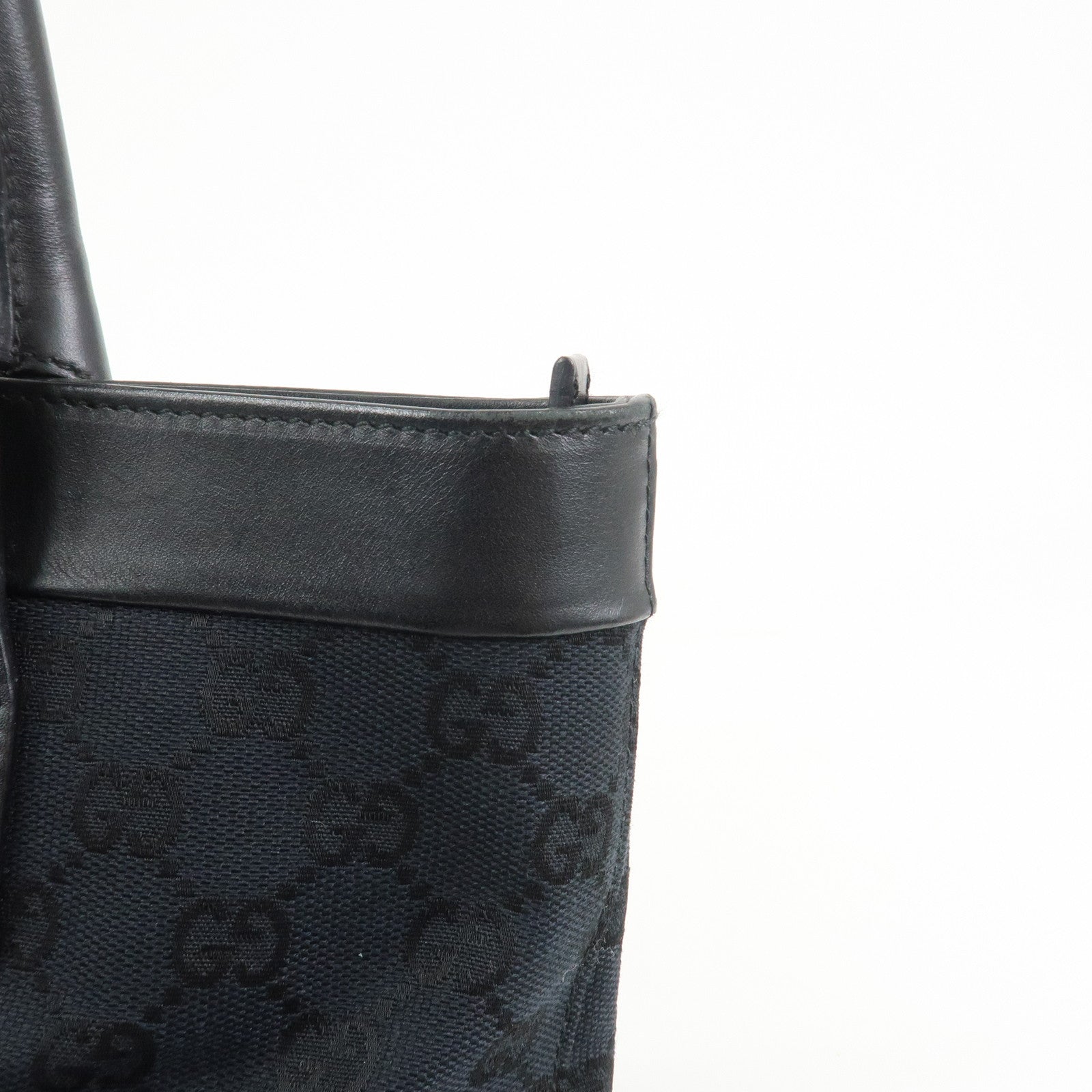 GUCCI GG Monogram Canvas Leather Tote Bag Hand Bag Black 002.1119