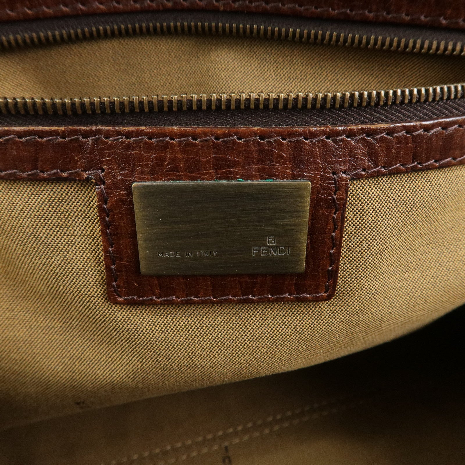 FENDI Ethnico Zucca Canvas Leather Tote Bag Shoulder Bag 8BN157