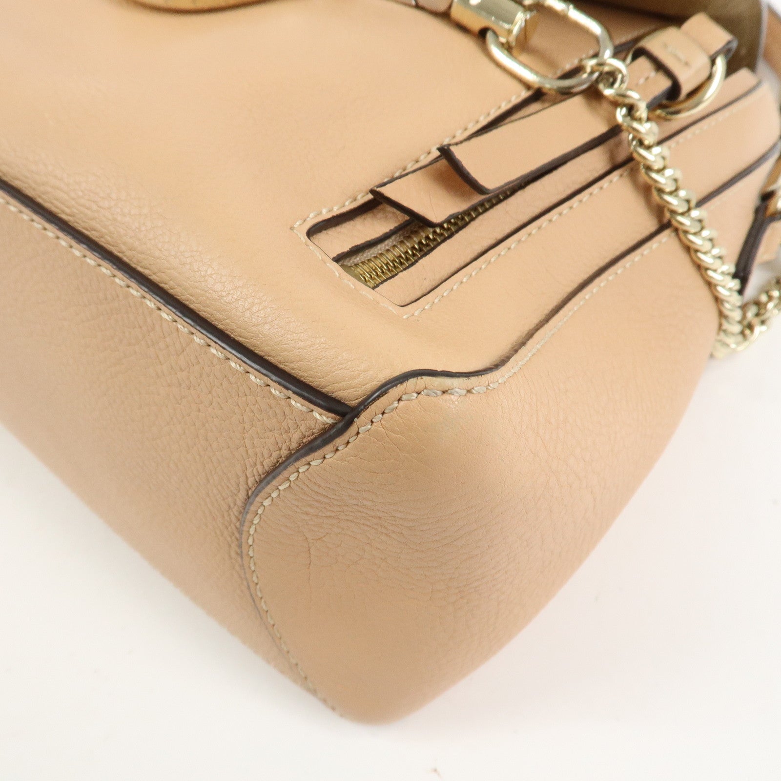 Chloe FAYE Leather Suede Hand Bag Pink Beige Gold