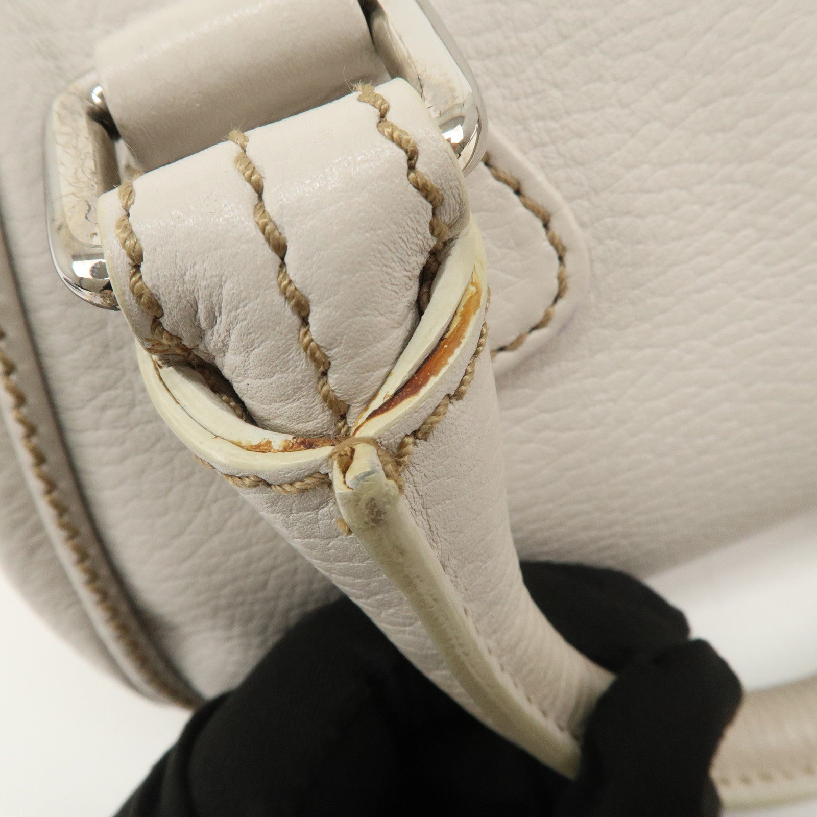 CHANEL Leather Mini Boston Bag Hand Bag Tassel Ivory A23050