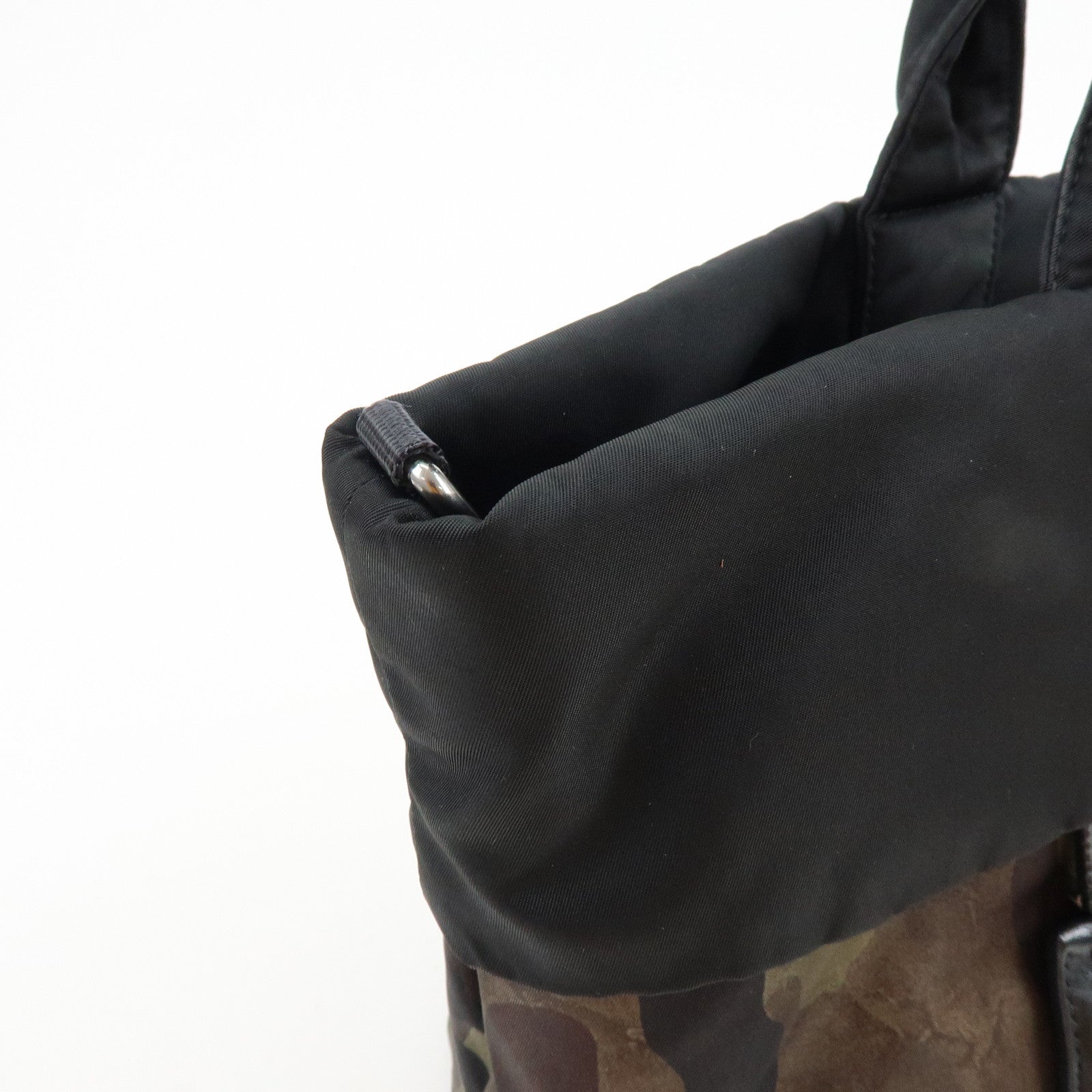 PRADA Triangle Logo Nylon Leather Camouflage Reversible 2Way Bag