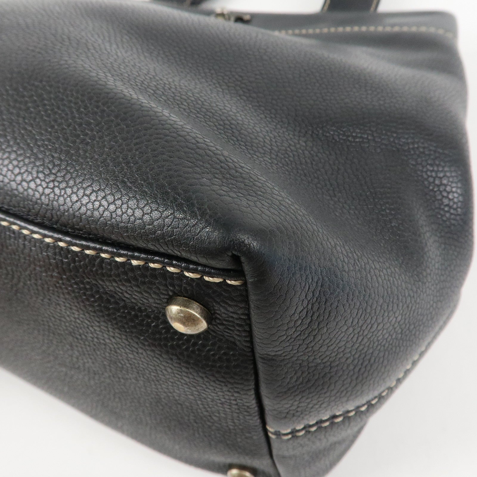 CHANEL Caviarskin COCO Mark Turn Lock 2Way Hand Bag Black Used