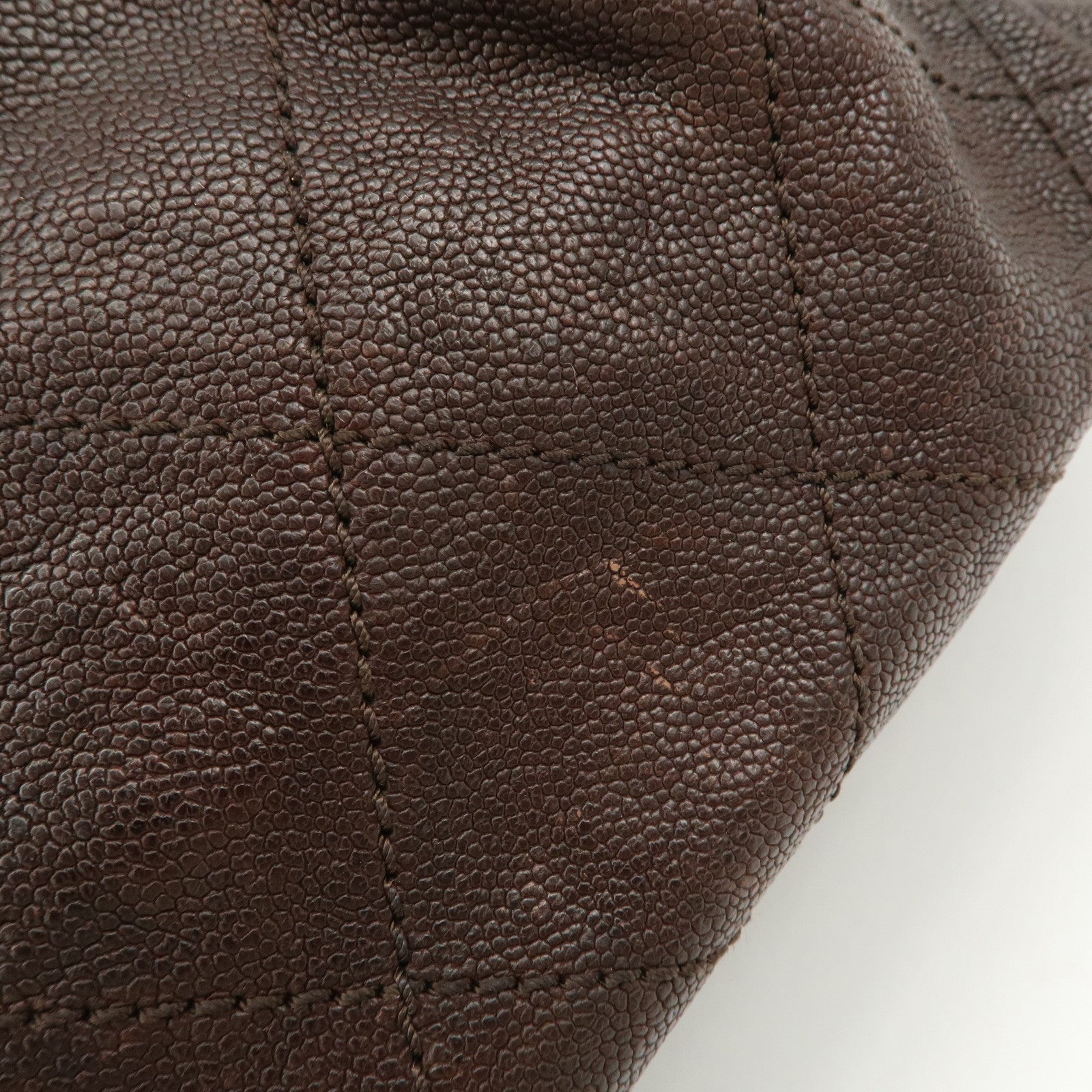 CHANEL COCO Mark Matelasse Caviar Skin Boston Bag Brown Gold HDW Used