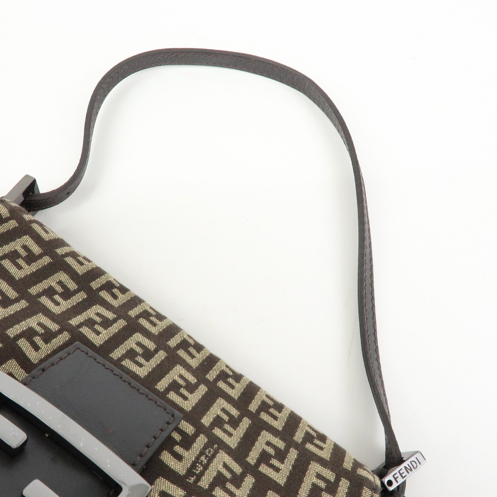 FENDI Mini Mamma Baguette Zucchino Canvas Shoulder Bag 8BR180
