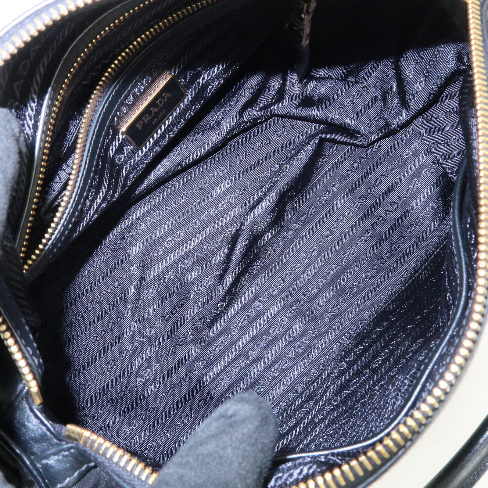 PRADA Nylon Leather 2Way Bag Hand Bag Shoulder Bag Black 1BA104