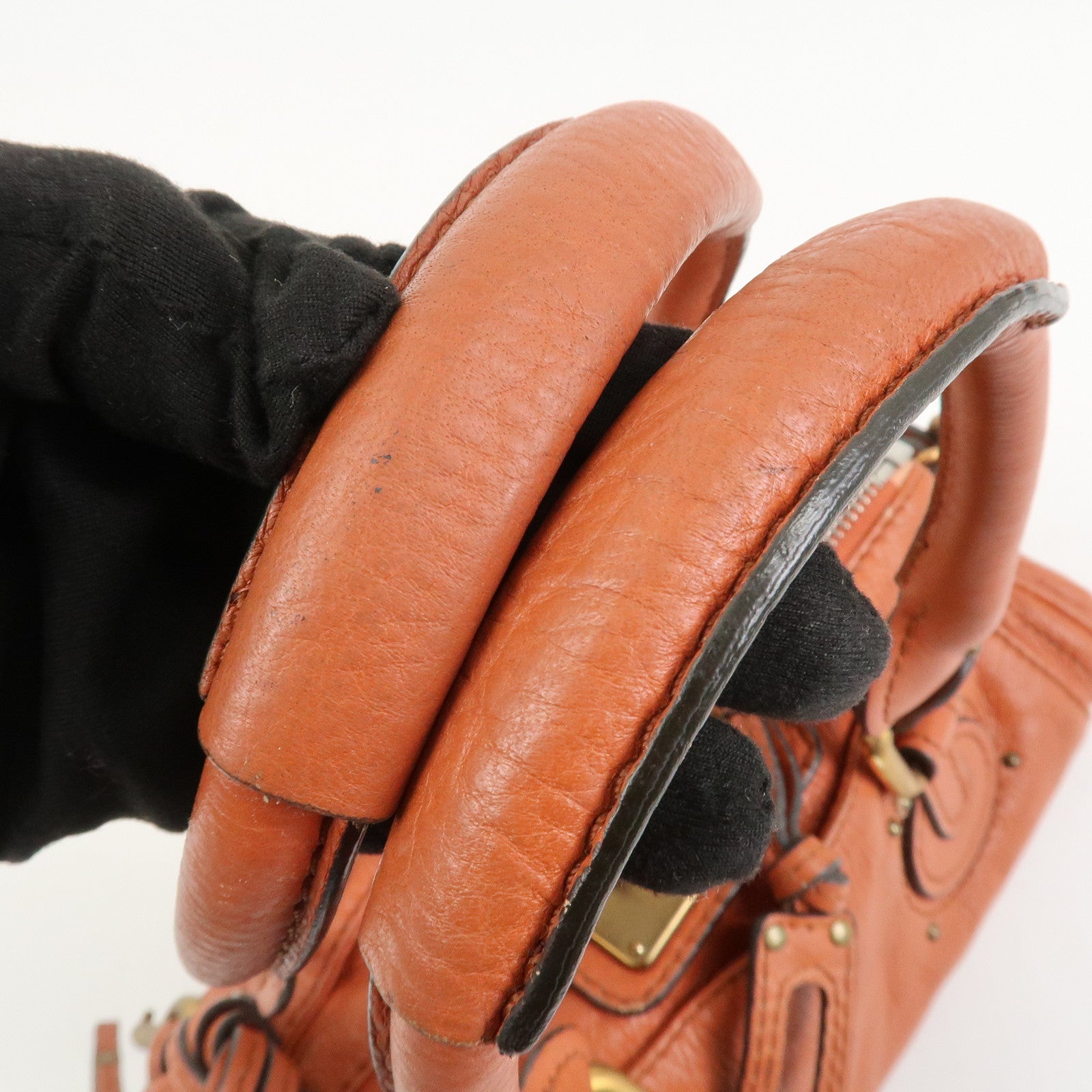 Chloe Paddington Leather Hand Bag Shoulder Bag Orange